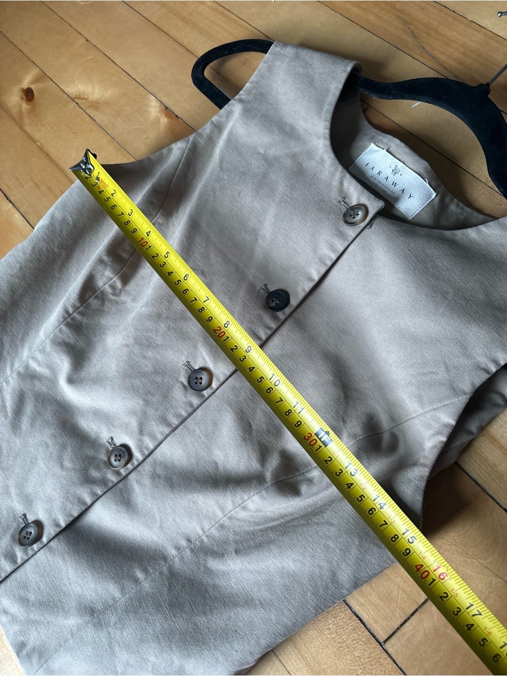 Faraway Sz S (42) Tan Cotton Structured Tailored Vest - Picture 9 of 9